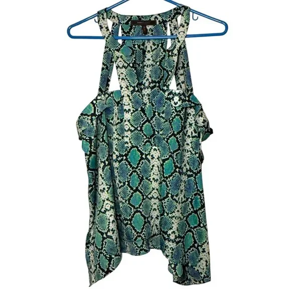 BCBG Maxazria Sleeveless Snake Sprint Lightweight Blue Green Black Blouse size L - Picture 2 of 11